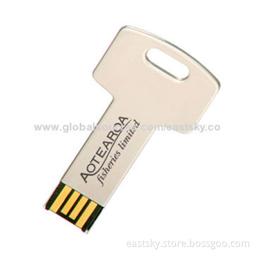 Promotional Key-shaped USB, free for 1 to 2 color silkscreen printing and laser engravingNew
